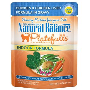 Natural Balance Platefulls Indoor Formula Chicken & Chicken Liver in Gravy Wet Cat Food, 85 g