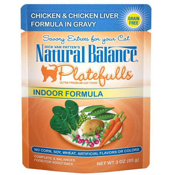 Natural Balance Platefulls Indoor Formula Chicken & Chicken Liver in Gravy Wet Cat Food, 85 g