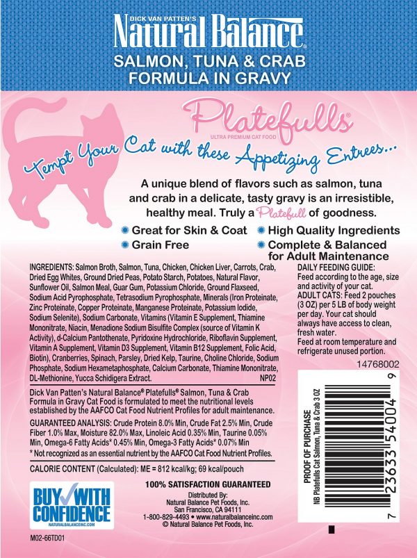 Natural Balance Platefulls Salmon, Tuna & Crab Formula in Gravy Wet Cat Food, 85 g - Image 2