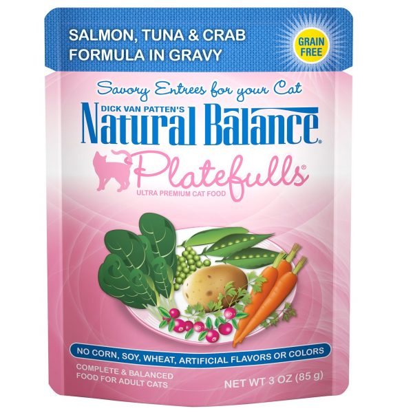 Natural Balance Platefulls Salmon, Tuna & Crab Formula in Gravy Wet Cat Food, 85 g