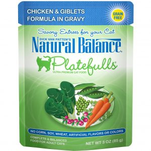 Natural Balance Platefuls Chicken & Giblets Formula in Gravy Pouches Wet Cat Food, 85 g