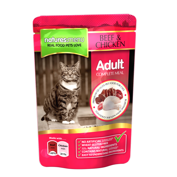 Natures Menu Beef & Chicken Pouches Wet Cat Food, 100 g