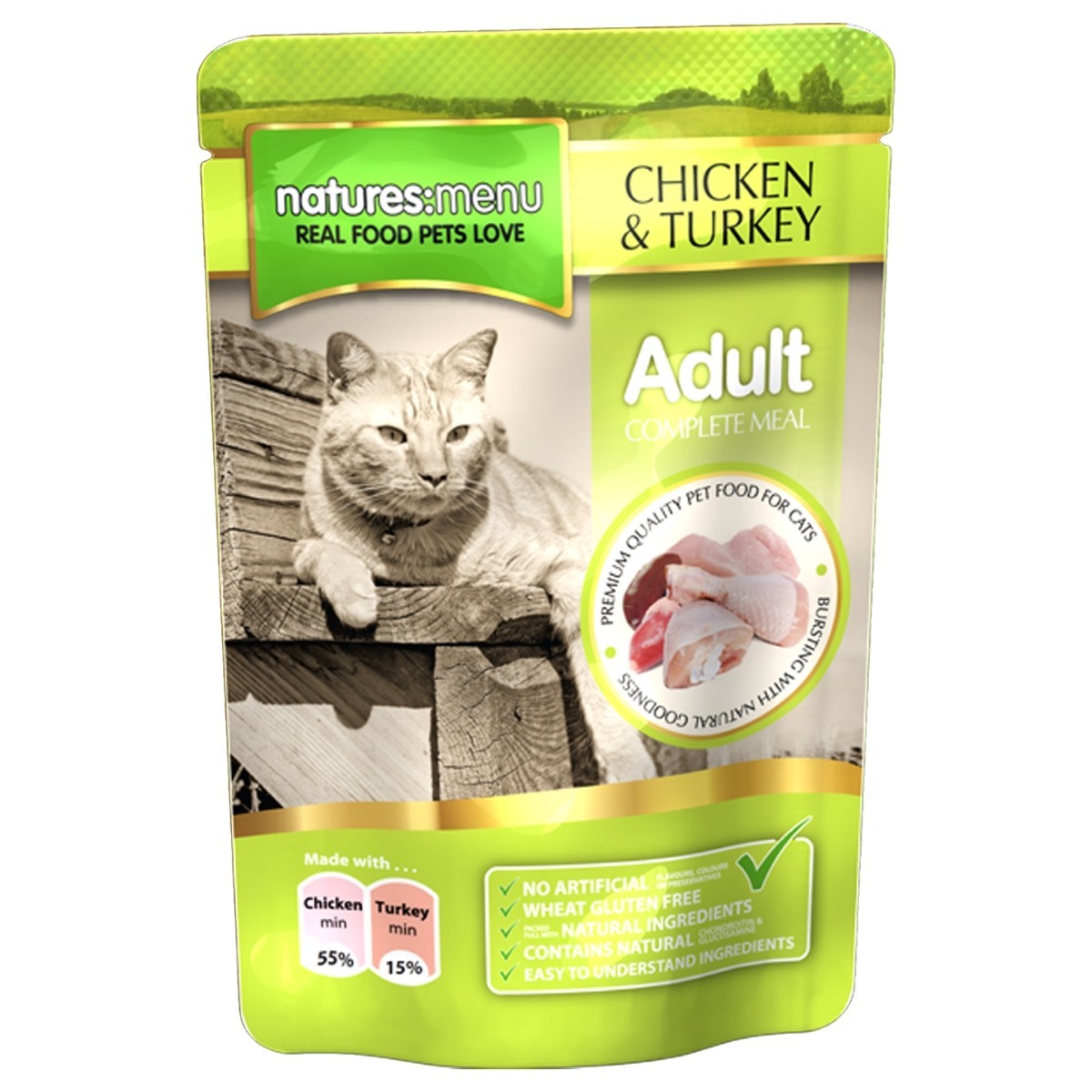 Natures Menu Chicken with Turkey Pouches Wet Cat Food 100 g Smart Pet Kuwait