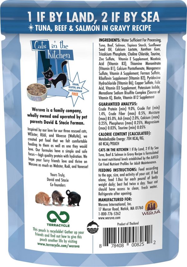 Weruva Cats in the Kitchen 1 If By Land, 2 If By Sea Tuna, Beef & Salmon Recipe Wet Cat Food, 85 g - Image 2