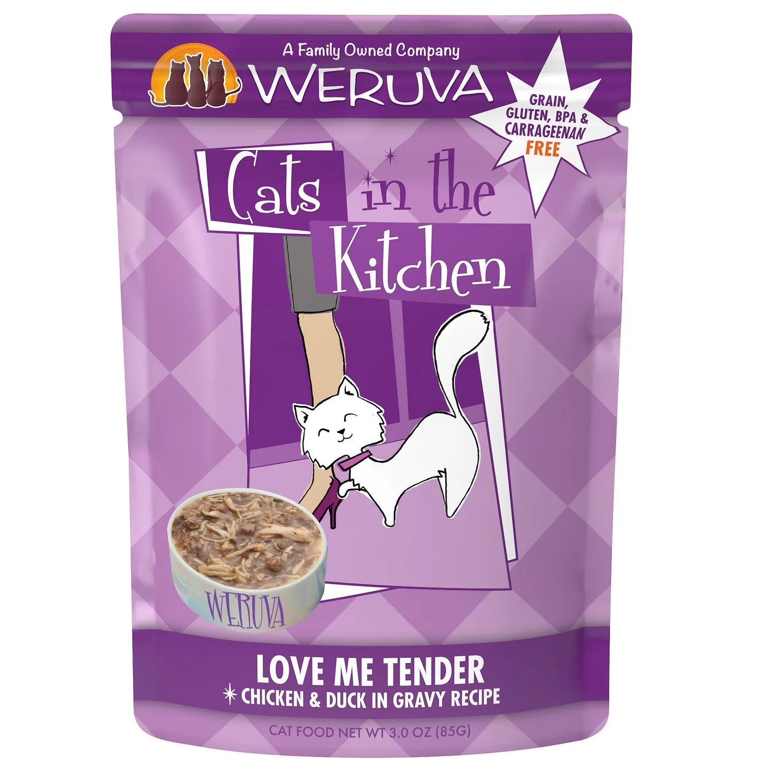 ويروفا طعام القطط الرطب Love Me Tender بالدجاج والبط، 85 g