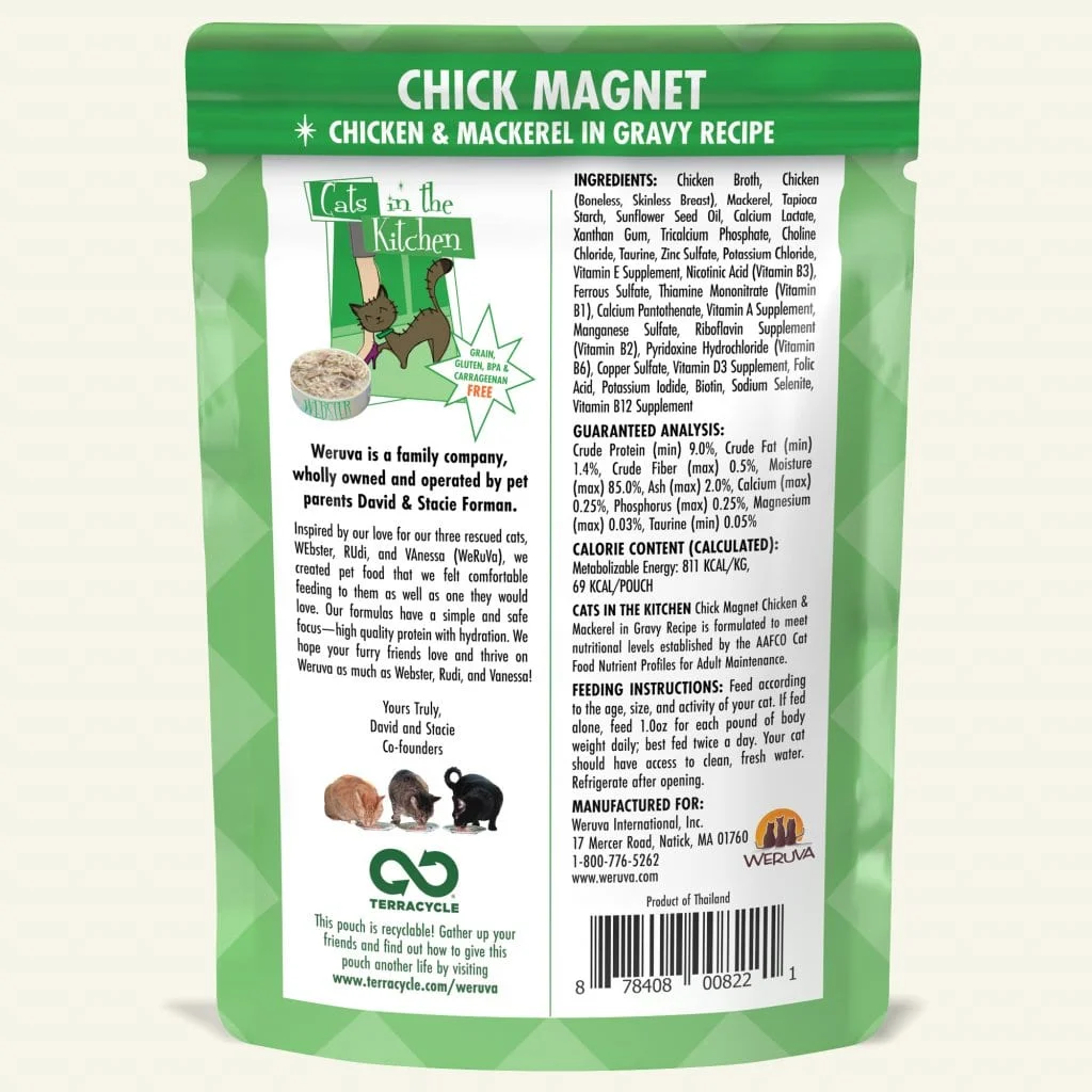 Weruva Cats in the Kitchen Chick Magnet, Chicken & Mackerel in Gravy Wet Cat Food, 85 g - Image 2