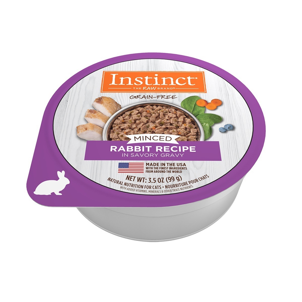 Instinct Minced Rabbit Grain-Free Wet Cat Food, 99g - Smart Pet Kuwait