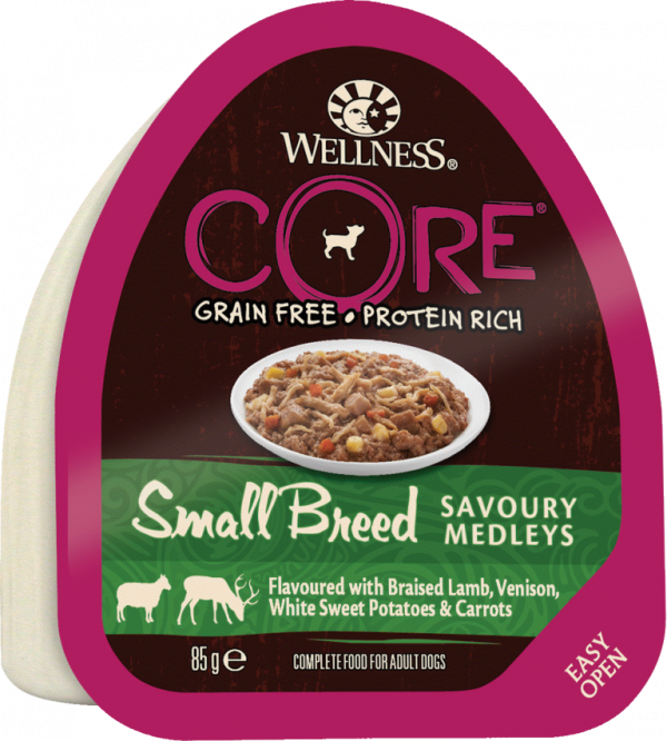 Wellness CORE Savoury Medleys Small Breed Lamb, Venison, White Sweet Potatoes & Carrots Wet Dog Food, 85 g