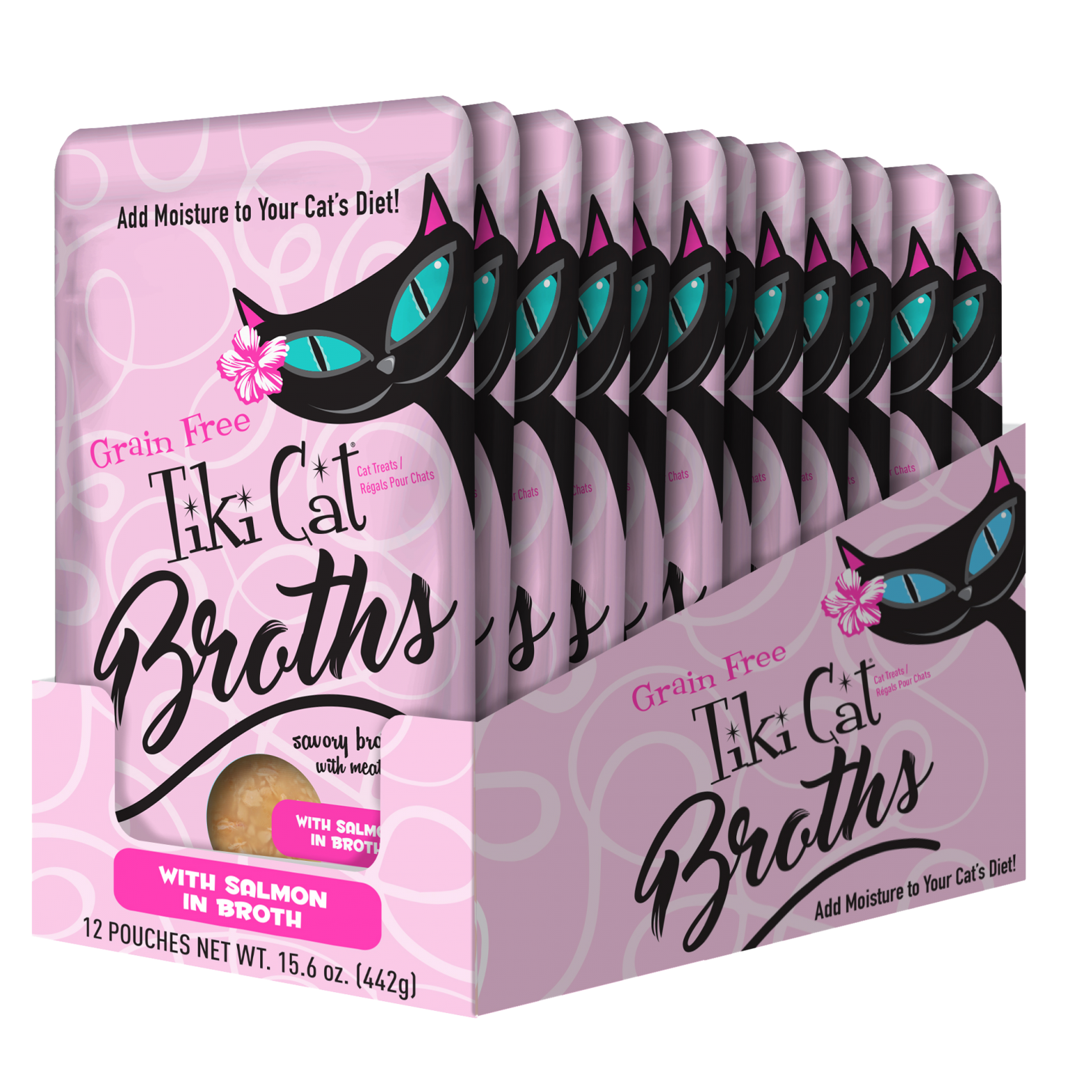 Tiki Cat Broths, Salmon in Broth with Meaty Bites Cat Food Topper, 1.3