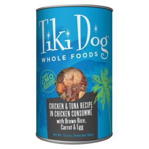 Tiki Dog Whole Foods Chicken & Tuna in Chicken Consommé with Brown Rice, Carrot, and Egg Dog Wet Food, 385g