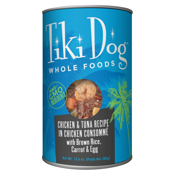 Tiki Dog Whole Foods Chicken & Tuna in Chicken Consommé with Brown Rice, Carrot, and Egg Dog Wet Food, 385g