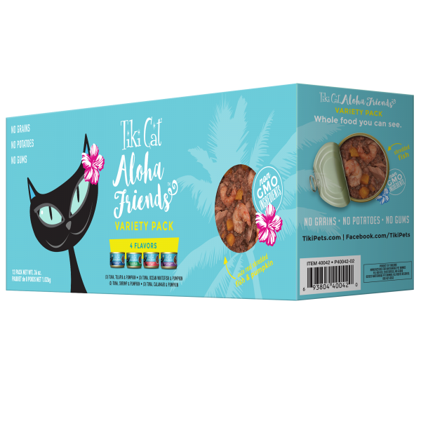 Tiki Cat Aloha Friends Variety Pack Grain-Free Wet Cat Food, 12 Cans