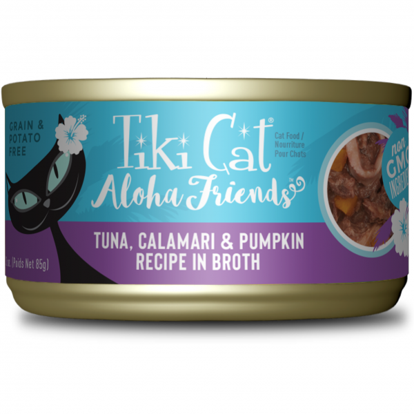 Tiki Cat Aloha Friends Tuna, Calamari & Pumpkin in Broth Grain-Free Cat Wet Food, 85g