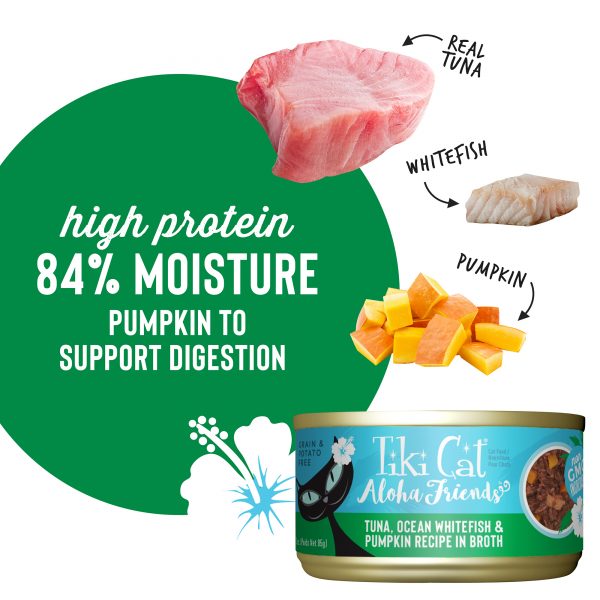 Tiki Cat Aloha Friends Tuna, Ocean Whitefish & Pumpkin in Broth Grain-Free Cat Wet Food, 85g - Image 3