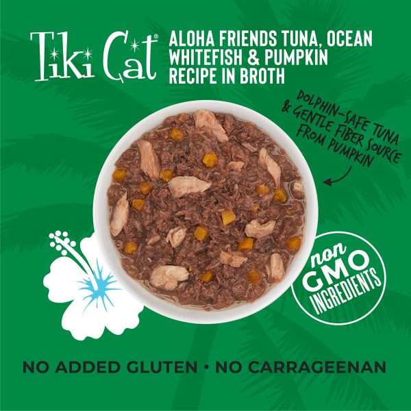 Tiki Cat Aloha Friends Tuna, Ocean Whitefish & Pumpkin in Broth Grain-Free Cat Wet Food, 85g - Image 2