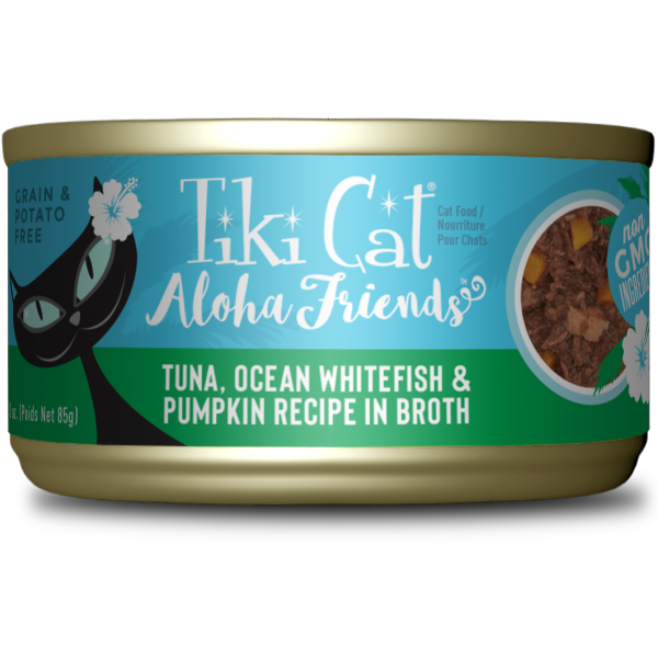 Tiki Cat Aloha Friends Tuna, Ocean Whitefish & Pumpkin in Broth Grain-Free Cat Wet Food, 85g