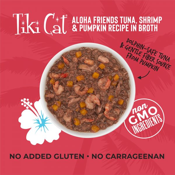 Tiki Cat Aloha Friends Tuna, Shrimp & Pumpkin in Broth Grain-Free Cat Wet Food, 85g - Image 2
