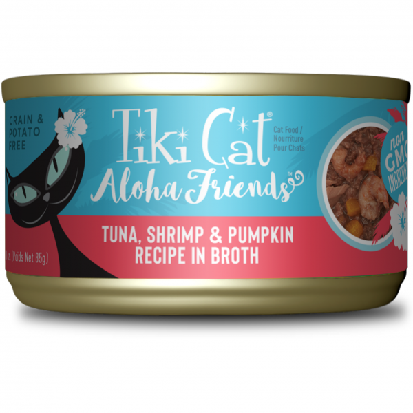 Tiki Cat Aloha Friends Tuna, Shrimp & Pumpkin in Broth Grain-Free Cat Wet Food, 85g