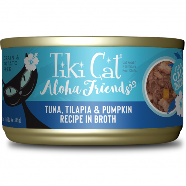 Tiki Cat Aloha Friends Tuna, Tilapia & Pumpkin in Broth Grain-Free Cat Wet Food, 85g