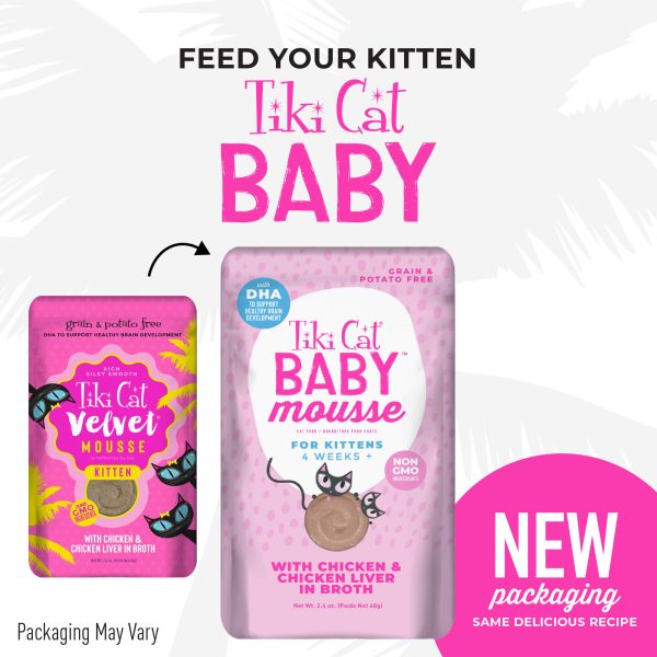 Tiki Cat Baby Mousse with Chicken and Chicken Liver Kitten Wet Food, 68g - Image 2