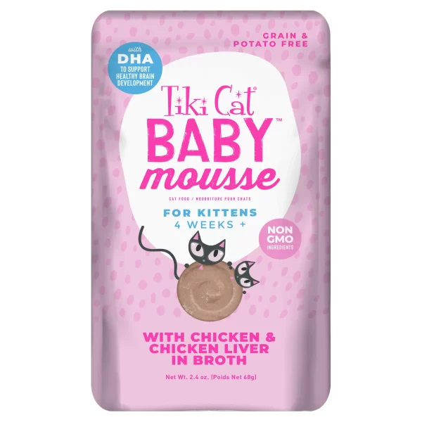 Tiki Cat Baby Mousse with Chicken and Chicken Liver Kitten Wet Food, 68g