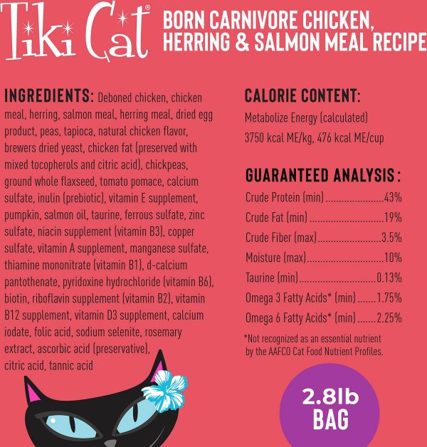 TikiCat Born Carnivore Chicken, Herring & Salmon BAKED Dry Cat and Kitten Food - Image 4