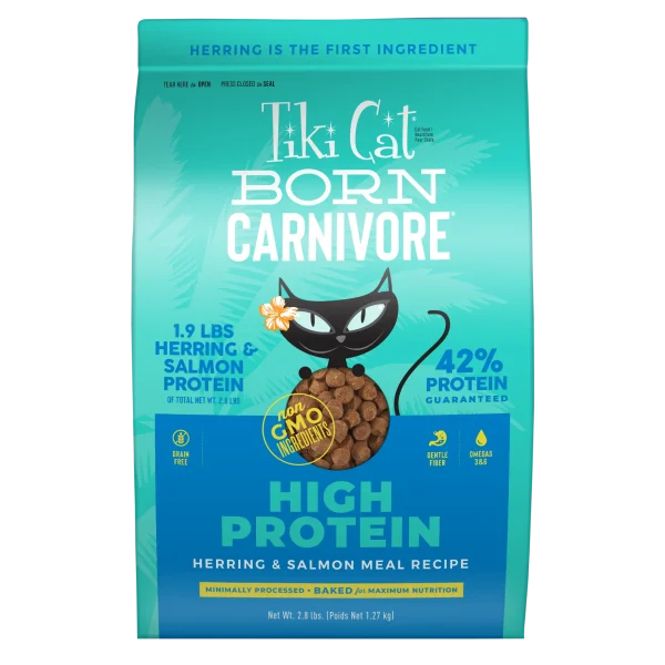 TikiCat Born Carnivore Herring & Salmon BAKED Dry Cat and Kitten Food