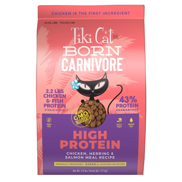 TikiCat Born Carnivore Chicken, Herring & Salmon BAKED Dry Cat and Kitten Food