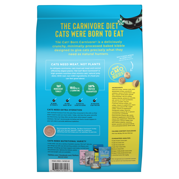TikiCat Born Carnivore LIGHT! Turkey BAKED Dry Cat Food, 1.27 kg - Image 4