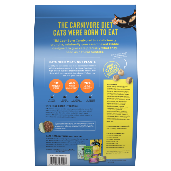 TikiCat Born Carnivore Herring & Salmon BAKED Dry Cat and Kitten Food - Image 4