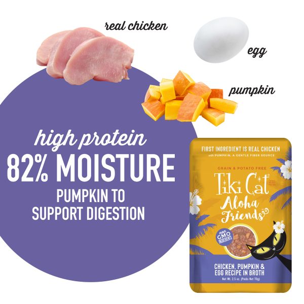 Tiki Cat Aloha Friends Chicken, Pumpkin & Egg in Broth Wet Cat Food, 70g - Image 2