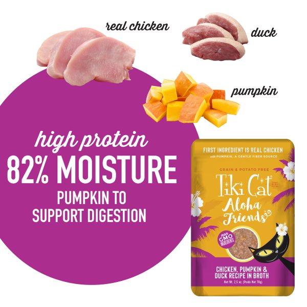 Tiki Cat Aloha Friends Chicken, Pumpkin & Duck in Broth Wet Cat Food, 70g - Image 2