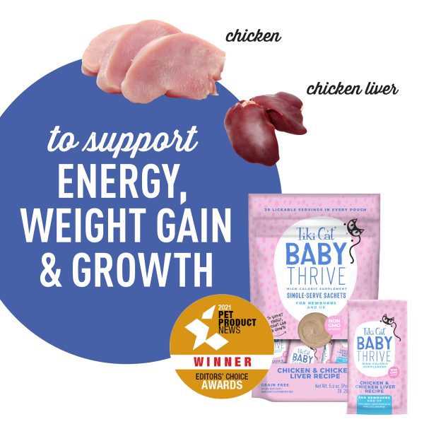 Tiki Cat Baby Thrive Chicken & Chicken Liver Recipe Baby Cat Food, Pack of 20 Sachet - Image 2