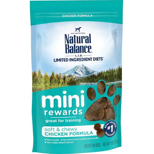 Natural Balance Limited Ingredient Diets Mini Rewards Soft and Chewy Chicken Formula, 113g