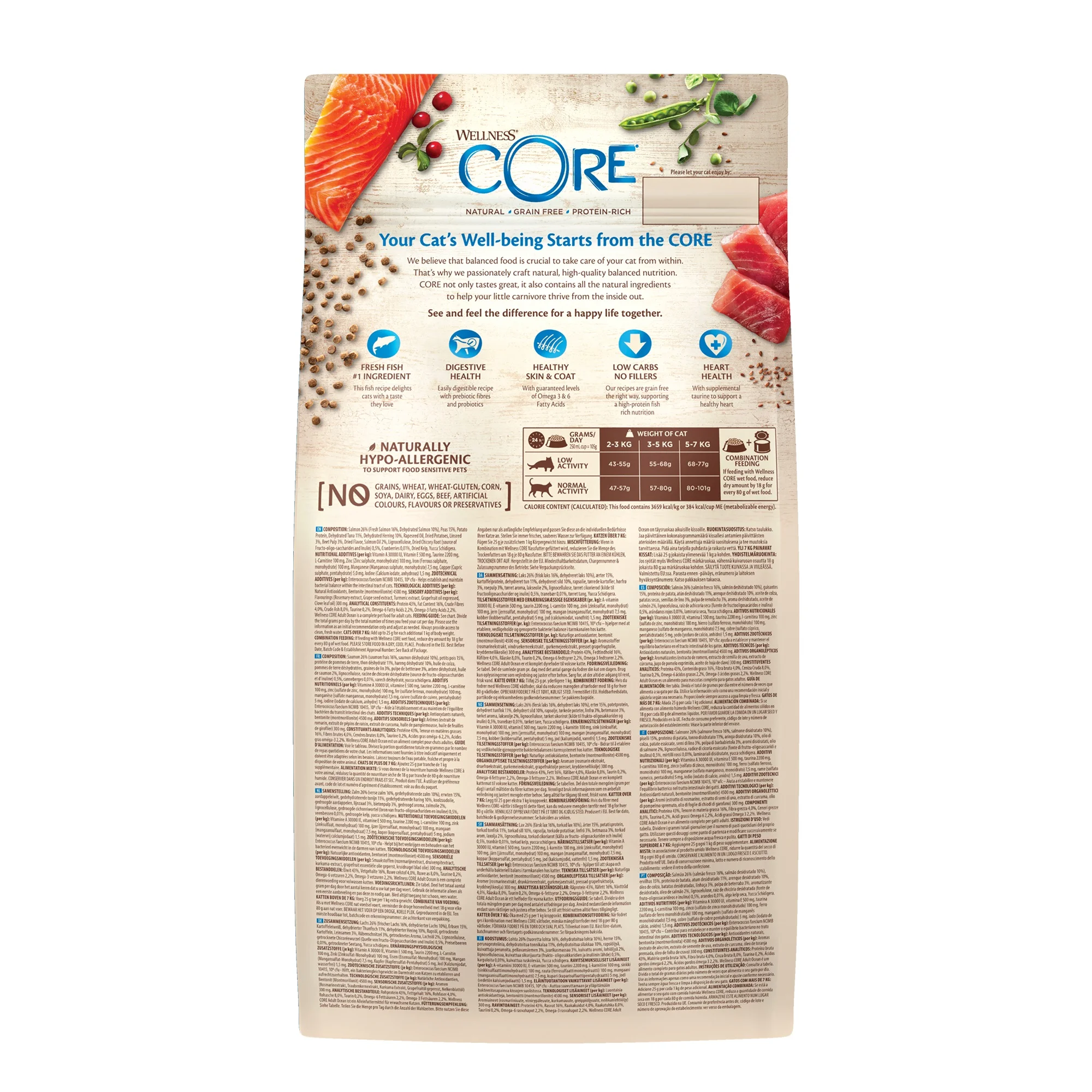 Wellness CORE Adult Ocean, Salmon with Tuna Dry Cat Food, 1.75 kg - Image 2