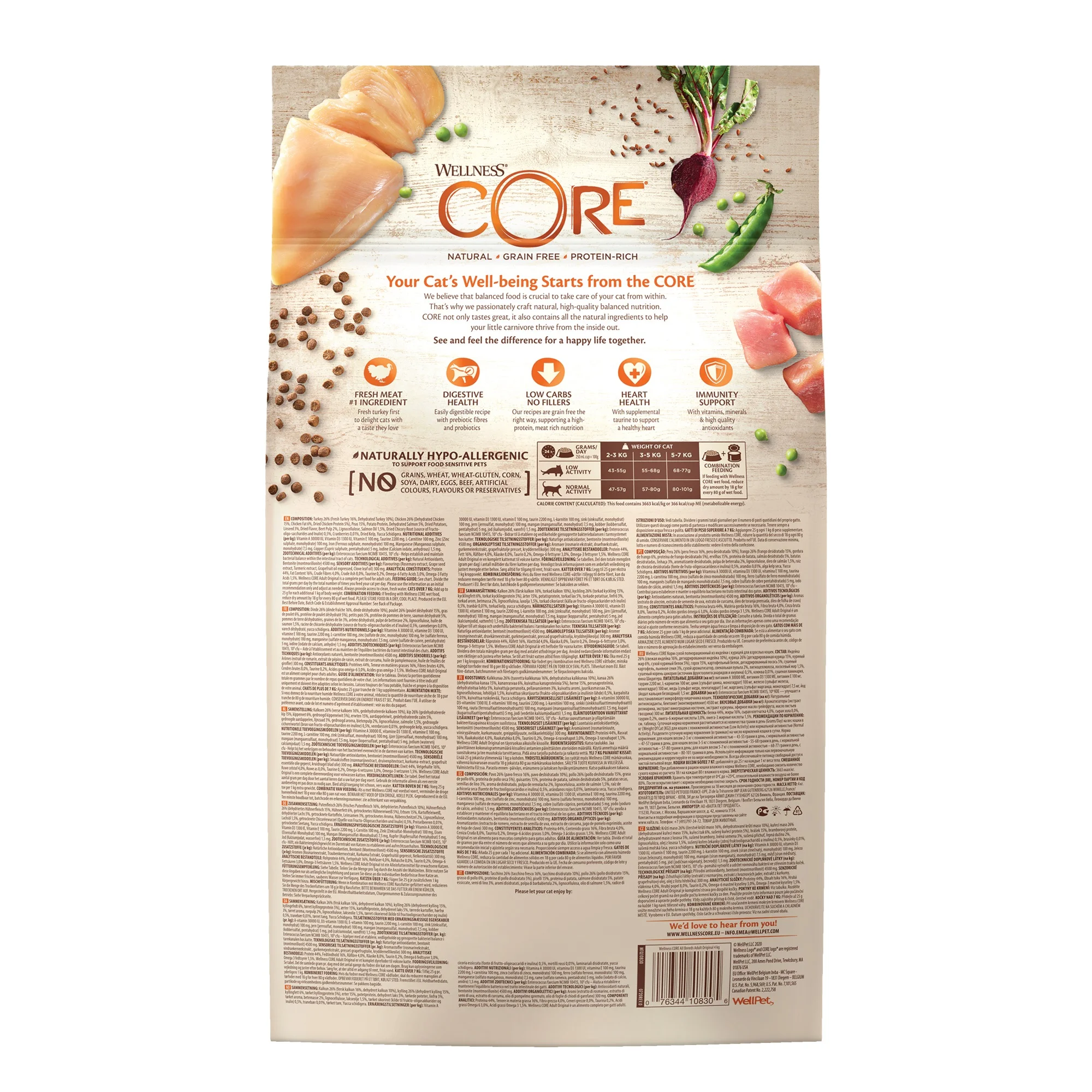 Wellness CORE Grain Free Original Turkey and Chicken Recipe Dry Cat Food, 1.75 kg - Image 2