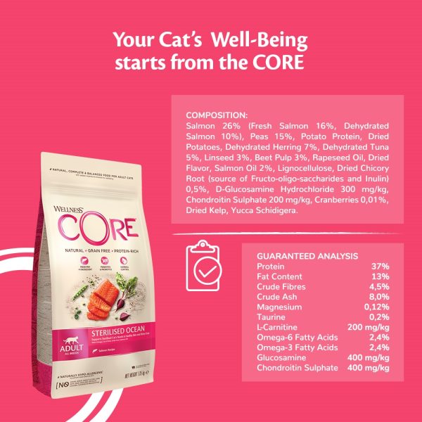 Wellness CORE Sterilised Ocean Salmon Recipe Dry Cat Food, 1.75 KG - Image 4