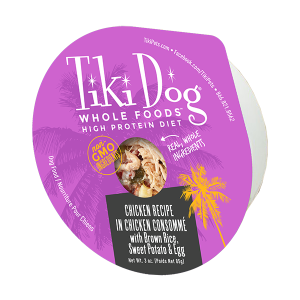 Tiki Dog Whole Foods Chicken in Chicken Consommé, Brown Rice, Sweet Potato, & Egg Wet Dog Food, 85g