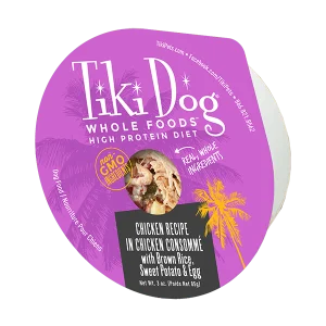 Tiki Dog Whole Foods Chicken in Chicken Consommé, Brown Rice, Sweet Potato, & Egg Wet Dog Food, 85g