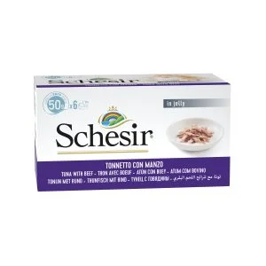 Schesir Multipack Tuna with Beef Wet Cat Food, 50g (Pack of 6)