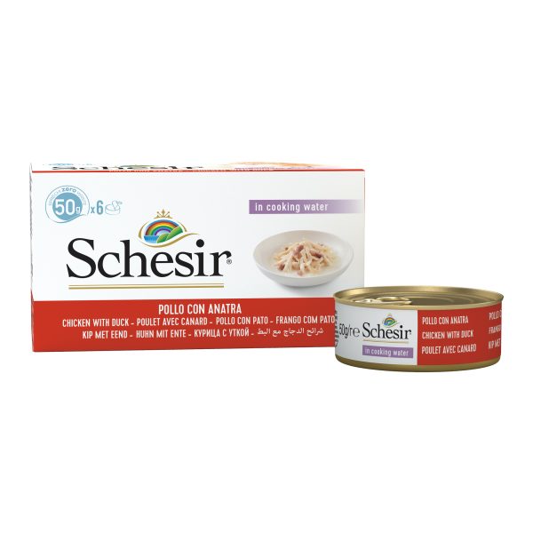 Schesir Multipack Chicken with Duck in Cooking Water Wet Cat Food, 50g (Pack of 6) - Image 3
