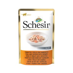 Schesir Tuna and Chicken with Shrimp Pouch Wet Cat Food, 85g