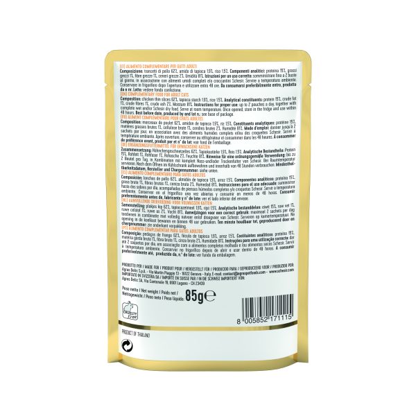 Schesir Chicken Thin Slices in Gravy Pouch Wet Cat Food, 85g - Image 4
