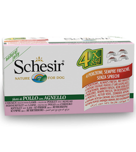 Schesir Multipack Chicken with Lamb Wet Dog Food, Pack of 4 x 85g