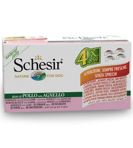 Schesir Multipack Chicken with Lamb Wet Dog Food, Pack of 4 x 85g