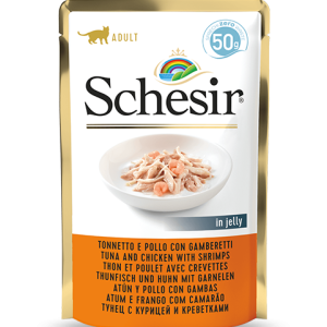 Schesir Tuna and Chicken with Shrimp Wet Cat Food, 50g