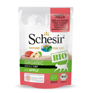 Schesir Organic Beef and Chicken with Apple Wet Cat Food, 85g