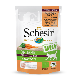 Schesir Organic STERILIZED Beef and Chicken with Carrots Wet Cat Food, 85g