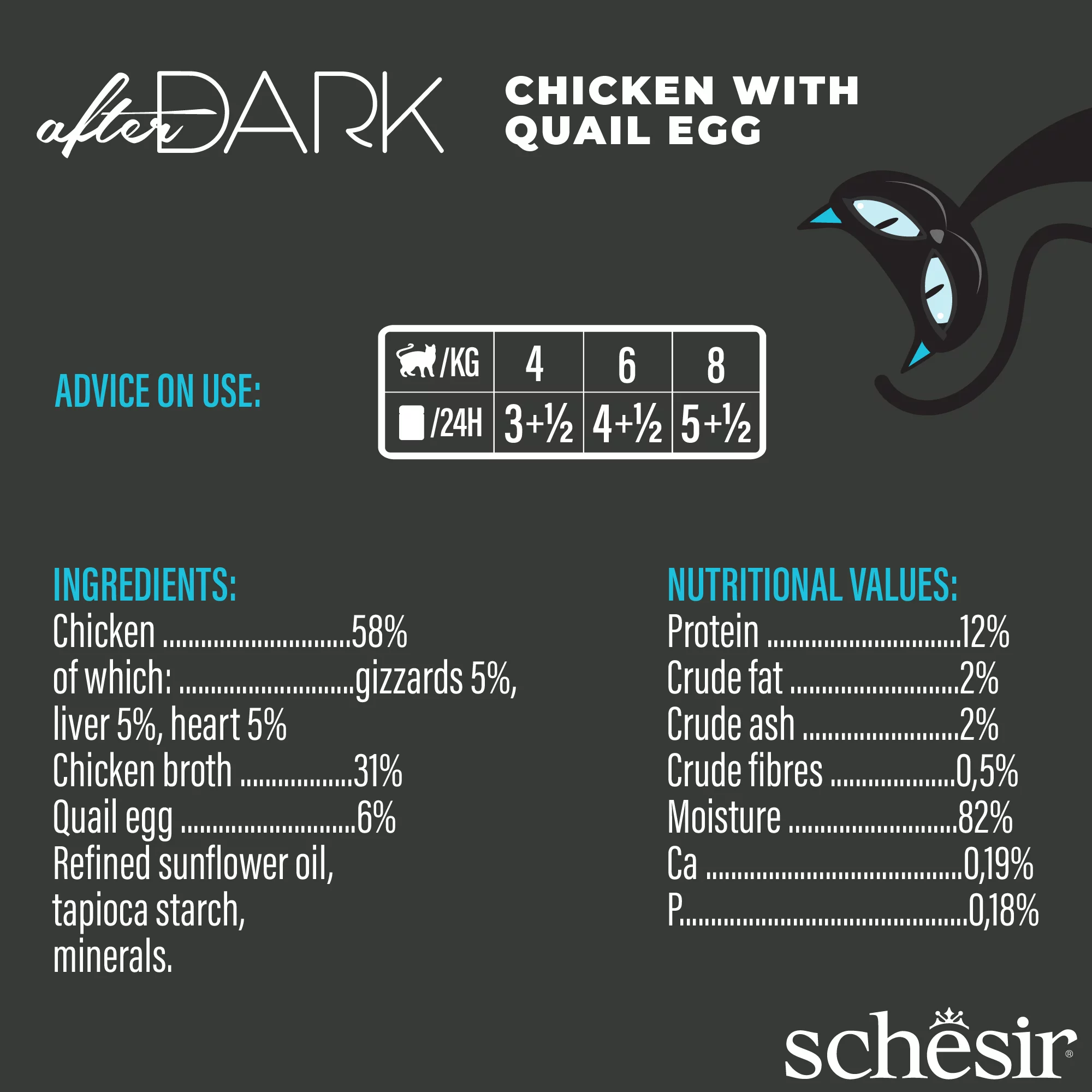 Schesir After Dark Chicken & Quail Egg in Broth Wet Cat Food, 80g - Image 3