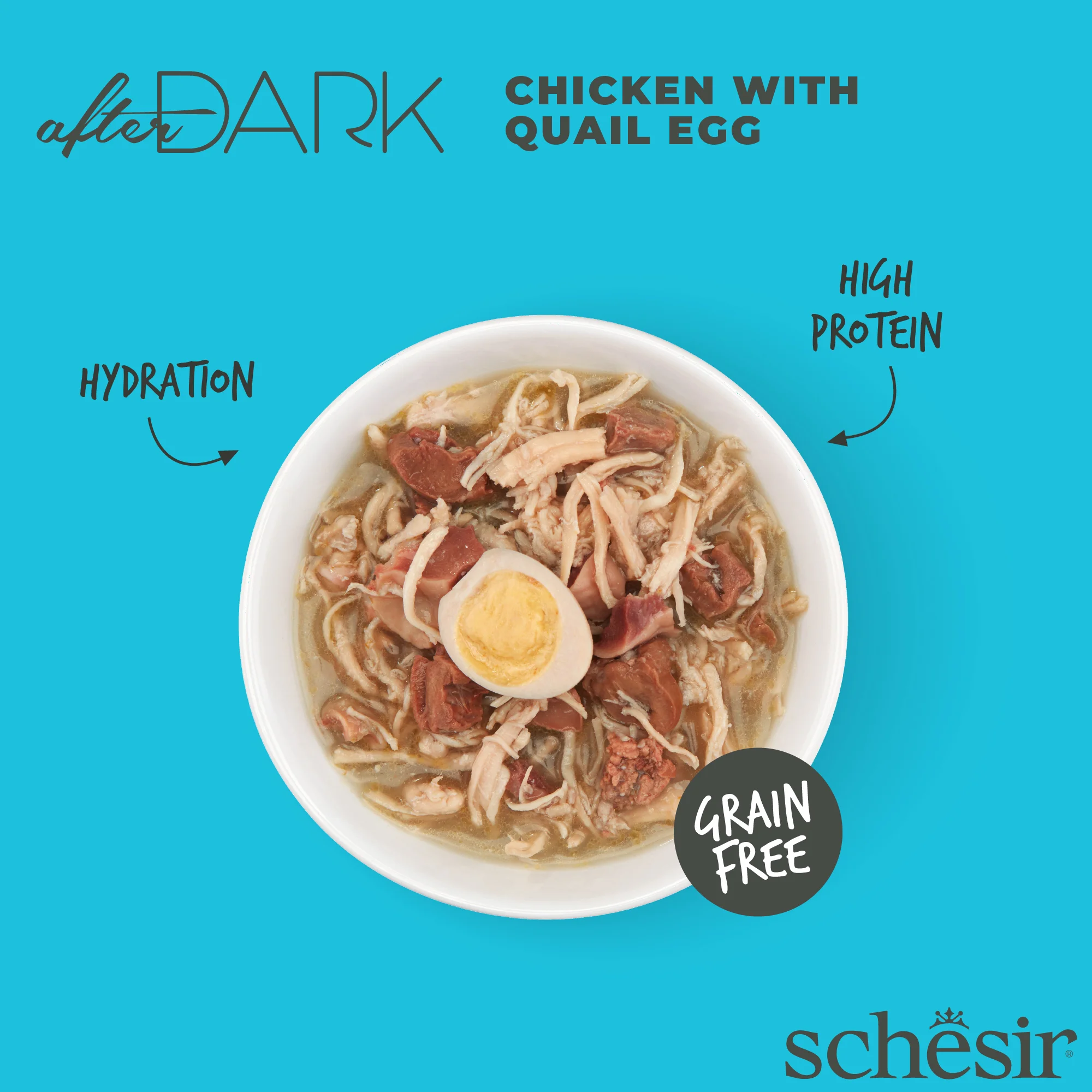 Schesir After Dark Chicken & Quail Egg in Broth Wet Cat Food, 80g - Image 2